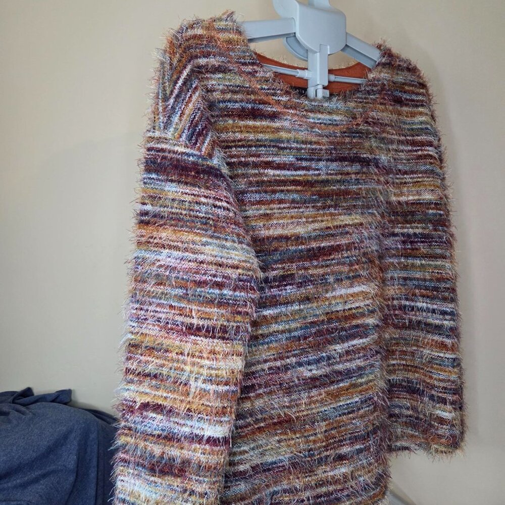 Tribal Y2K Tribal multi colored eyelash cozy knit pullover sweater Size L